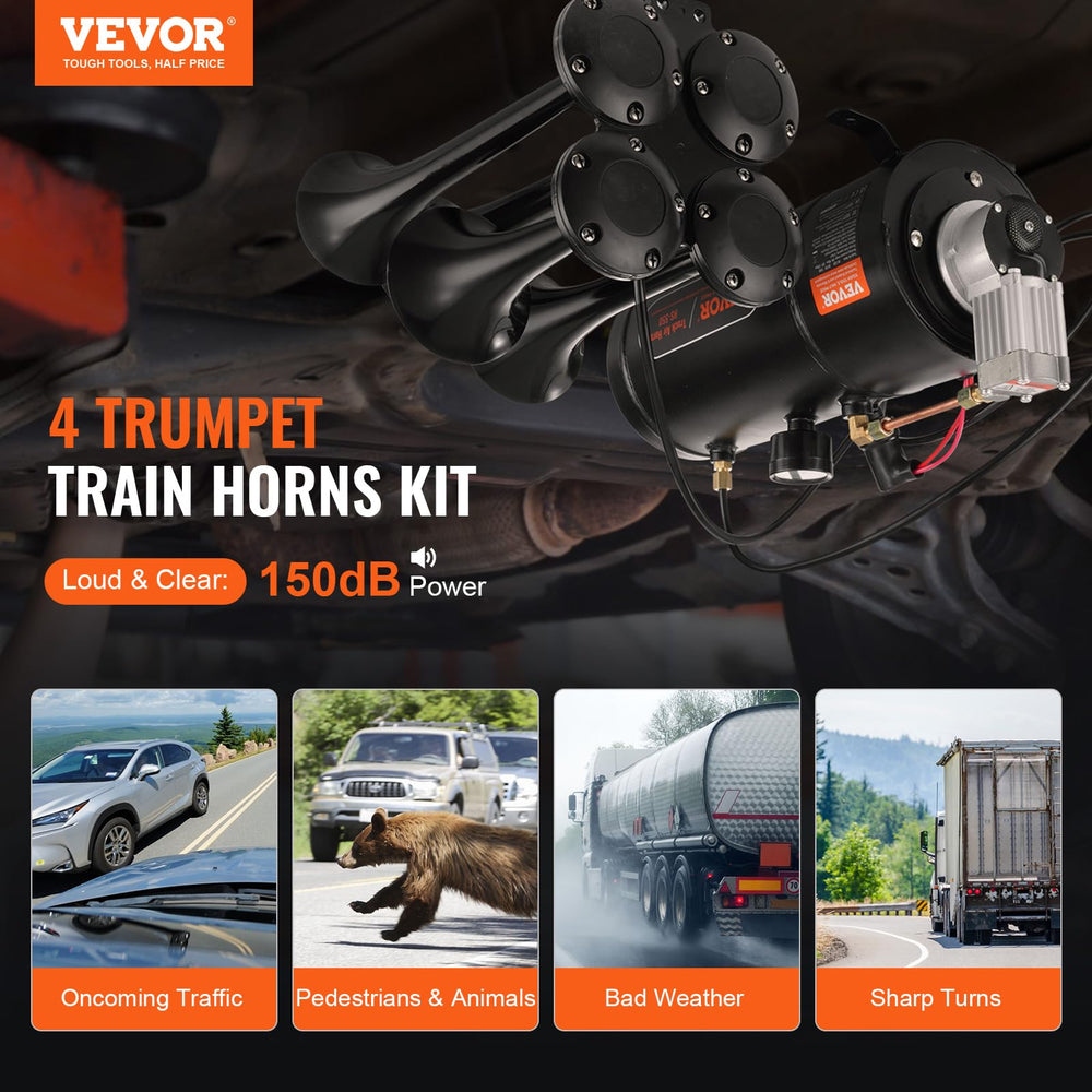 VEVOR air horn kit mounted on truck for high-visibility signaling