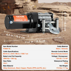 VEVOR ATV winch red-marked cable improves visibility under load