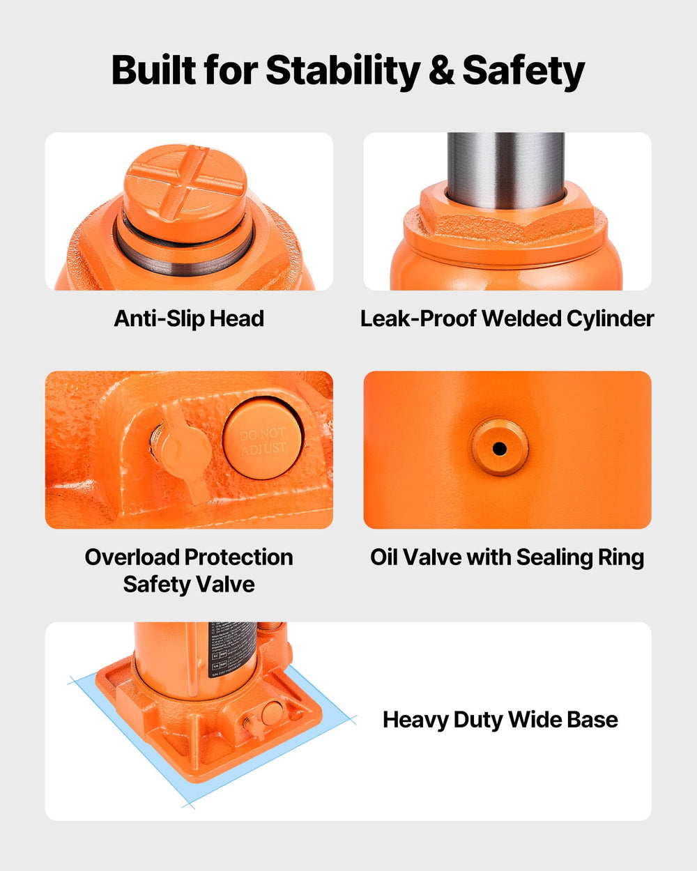 VEVOR compact bottle jack fits in trunk for on-site lifting