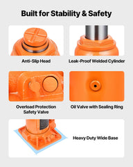 VEVOR compact bottle jack fits in trunk for on-site lifting