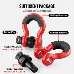 VEVOR red D-ring shackle with corrosion-resistant coating for outdoor use