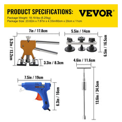 VEVOR 66-pc puller tabs kit offers strong grip for tight dents.