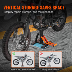 VEVOR dirt bike lift stand loading deck area accommodates most dirt bikes