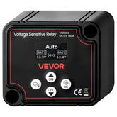 VEVOR dual battery isolator with LCD display enables real-time voltage monitoring.