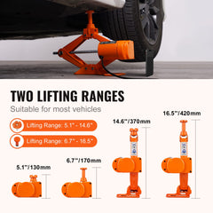 VEVOR electric car jack lift head short highlights compact reach for low-clearance spots.