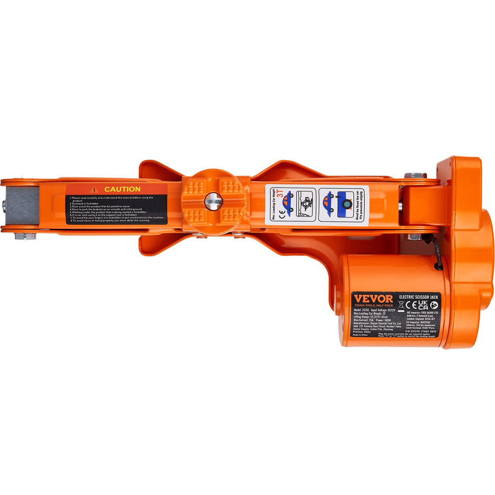 VEVOR electric car jack roadside triangle promotes safety while changing a tire.