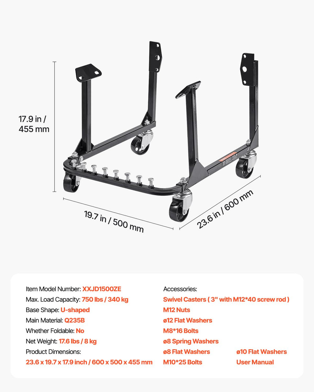 VEVOR Engine Stand BB-Chevy compatibility supports common builds.