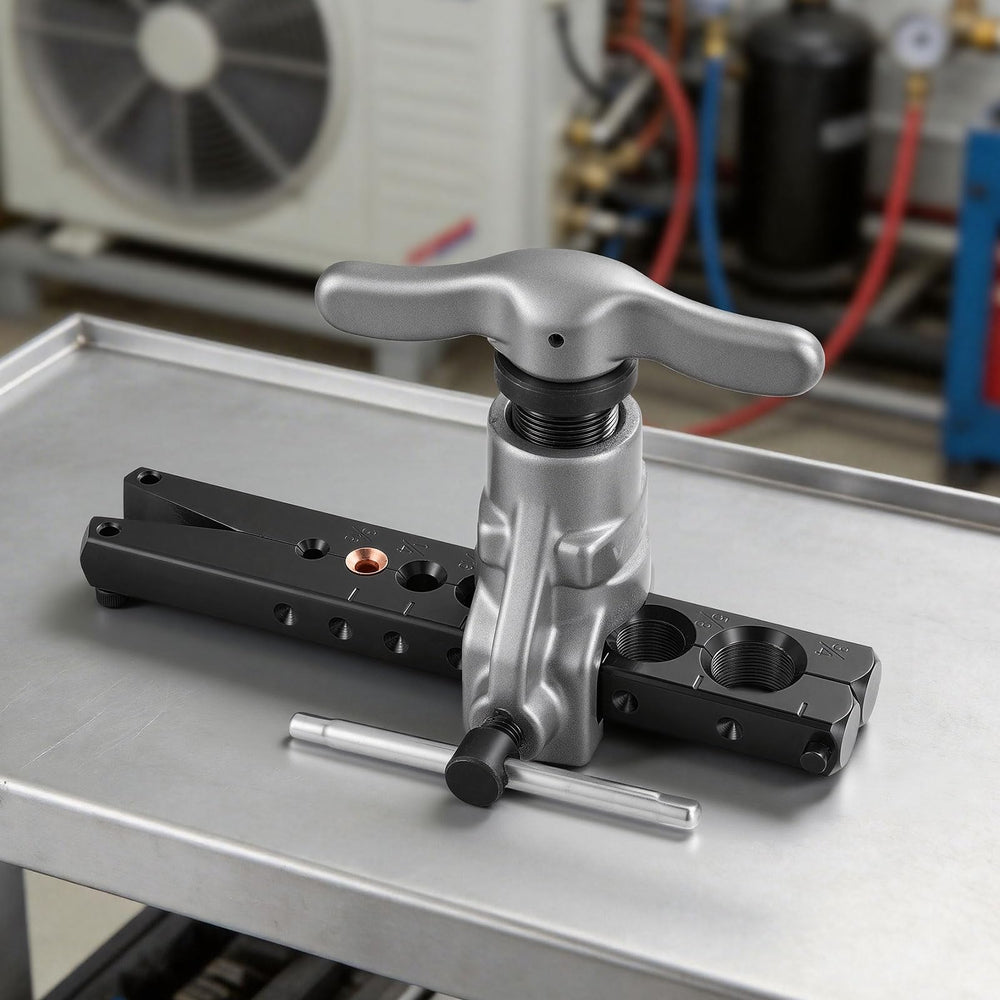 VEVOR flaring tool in action on site, ideal for HVAC service