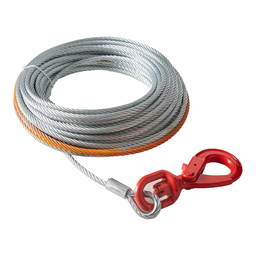 VEVOR galvanized steel winch cable, 3/8in x 50ft, ideal for heavy-duty towing.