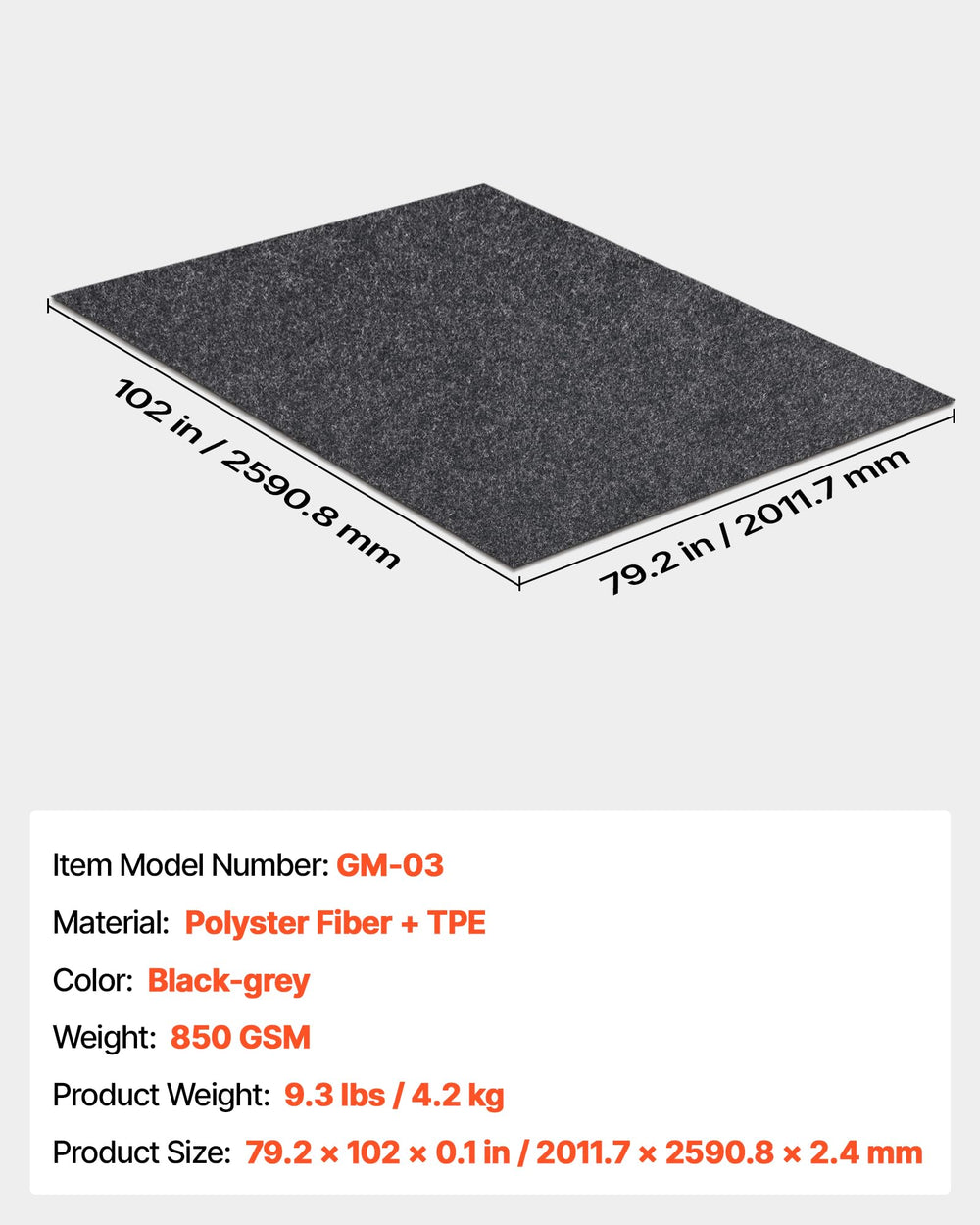 VEVOR garage floor mat easy-clean surface for quick maintenance