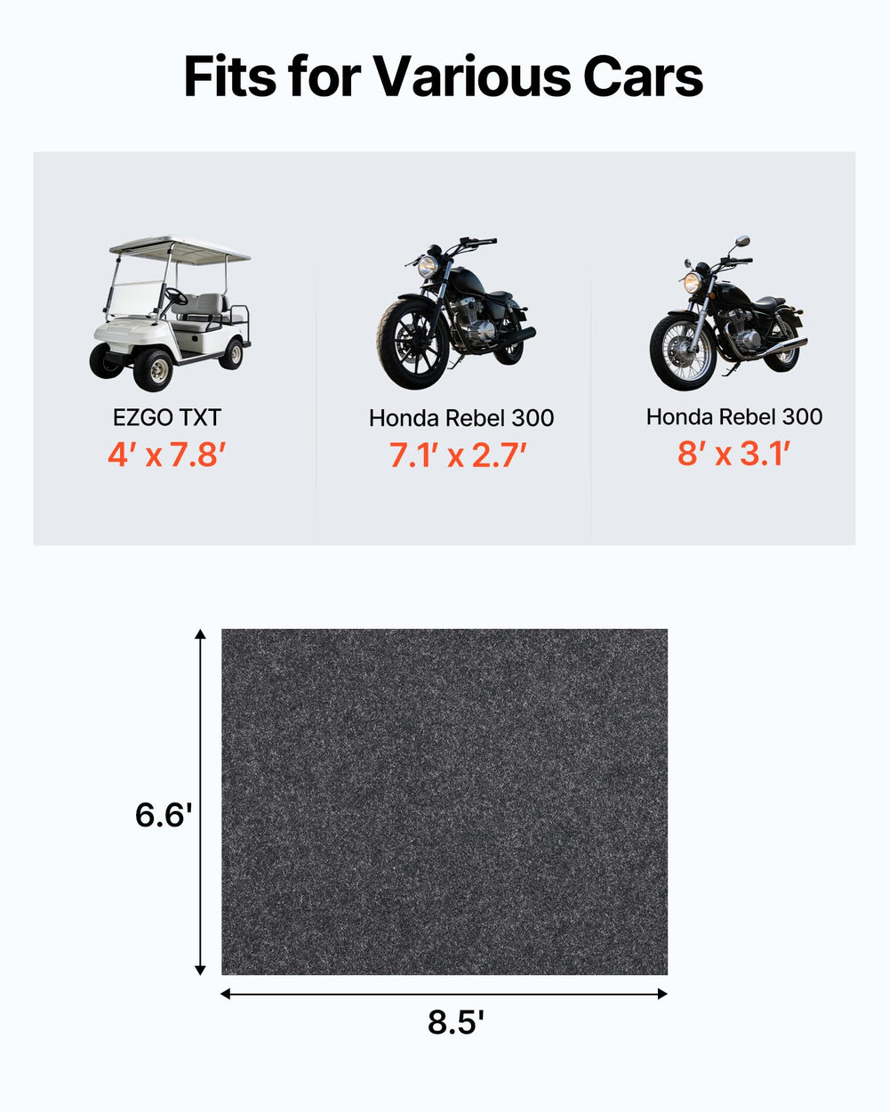 VEVOR garage floor mat roll detail showing durable 850g/m² material