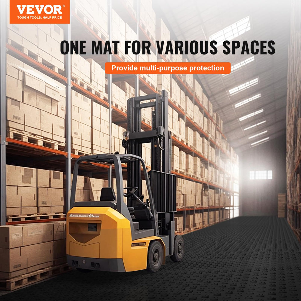VEVOR interlocking tiles 12x12 shown during assembly for quick setup