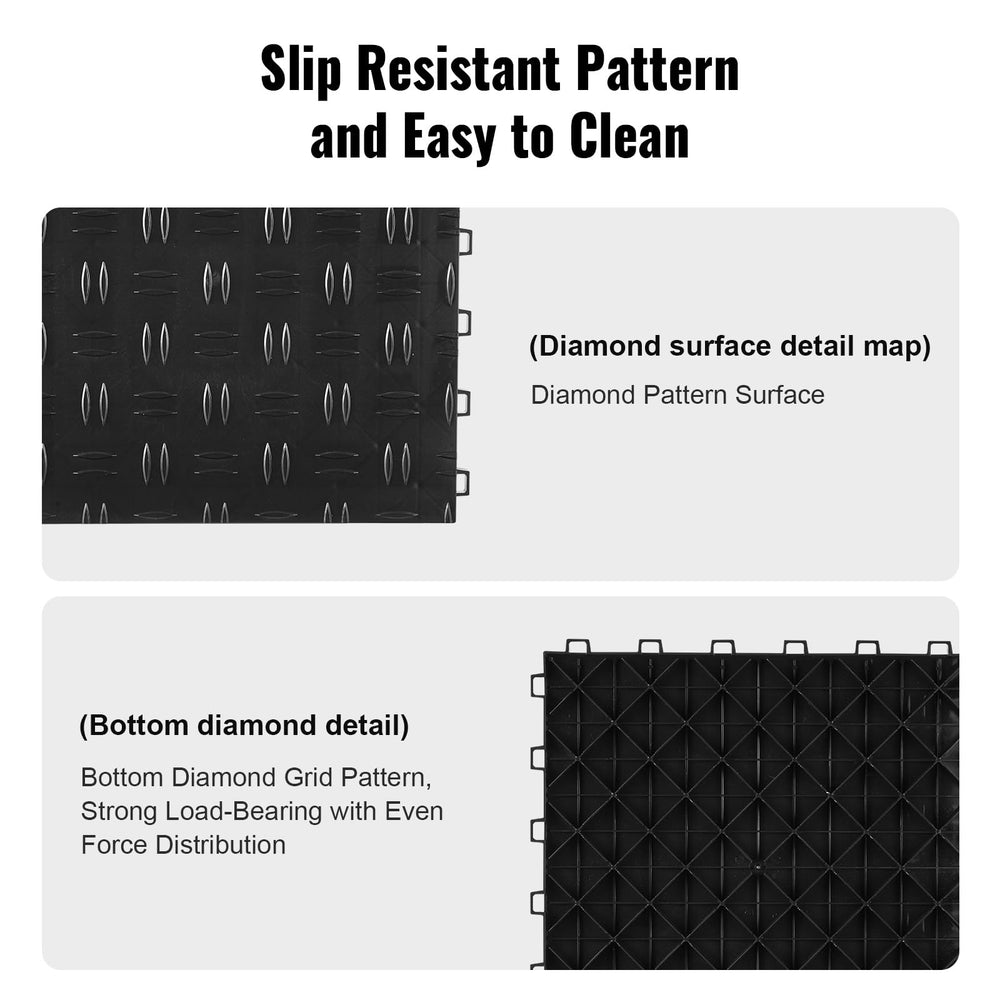 VEVOR tile bottom reveals rhombic grid base for stability