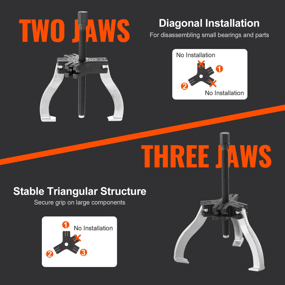VEVOR two-jaw configuration provides strong pulls on small gears.
