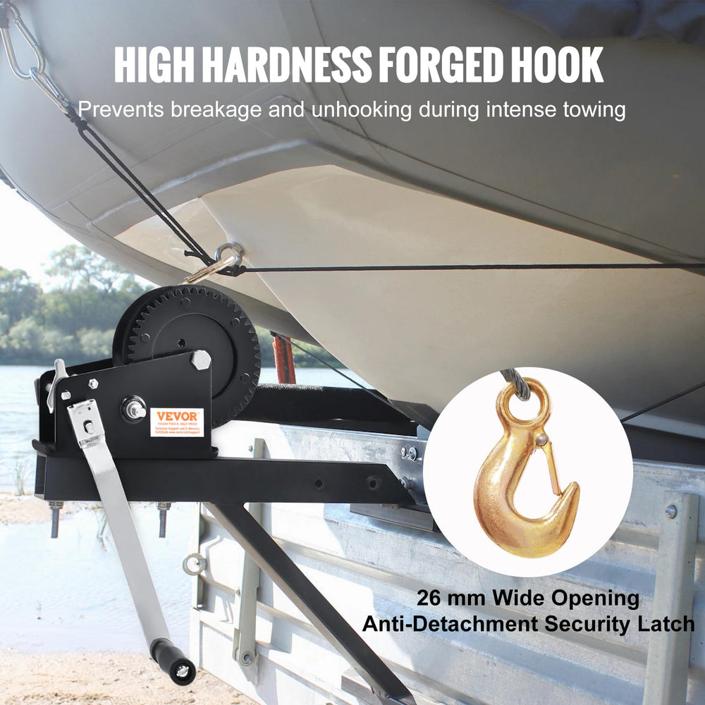 VEVOR hand winch ergonomic 10-inch handle improves grip and comfort.