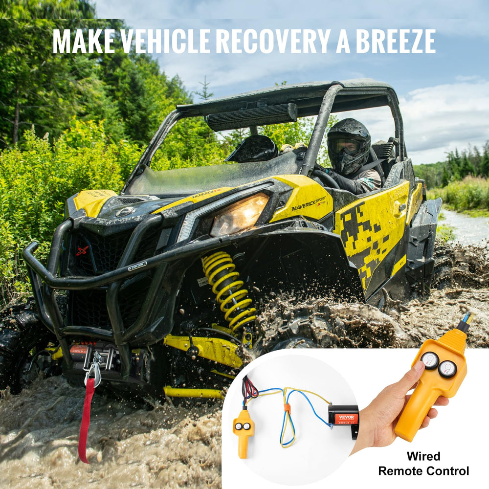 VEVOR IP55-rated winch with matte finish withstands rain and mud.