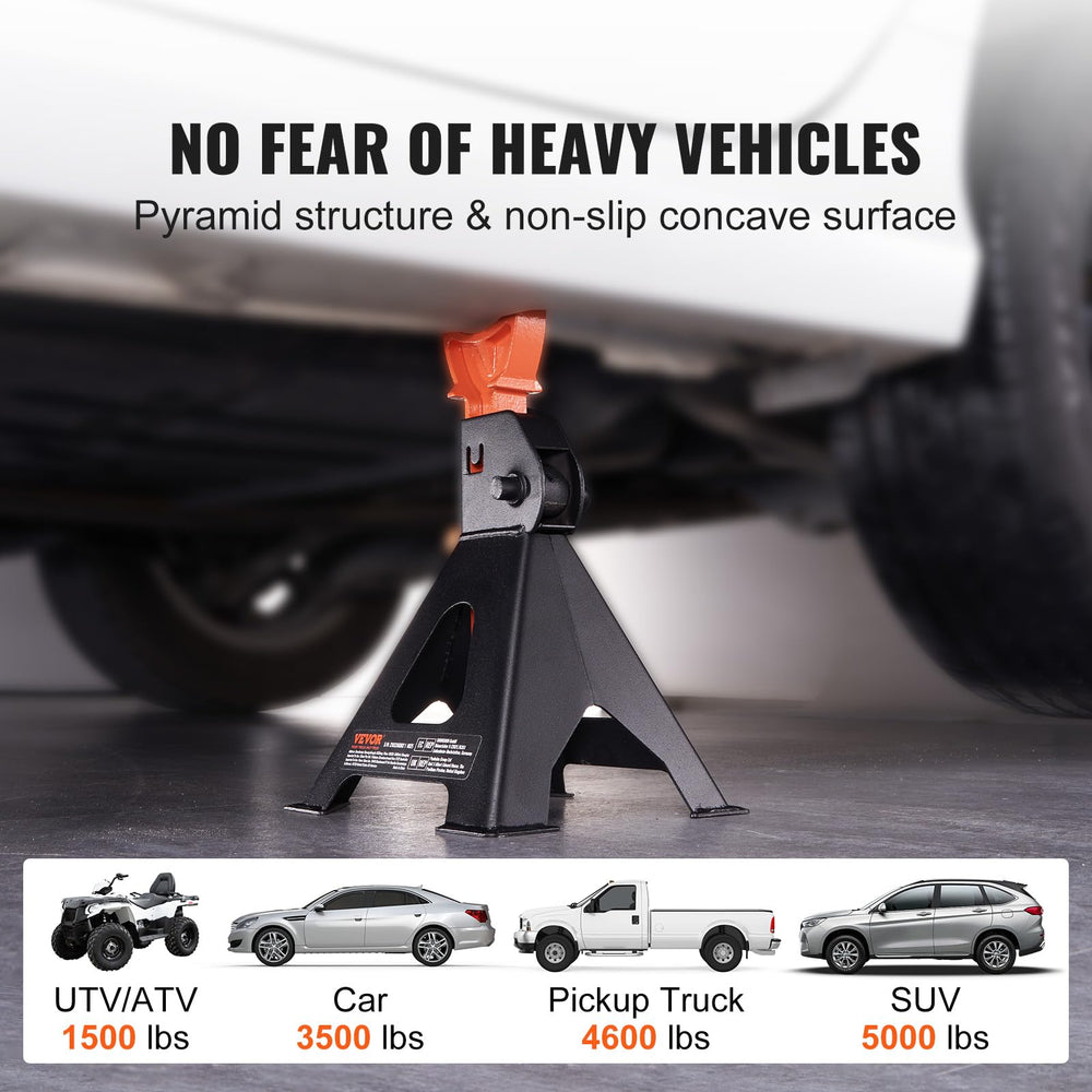 VEVOR jack stands range from 10.8 to 16.3 inches for many vehicles