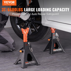 VEVOR 3-Ton jack stands saddle notched top grips vehicle edges securely.