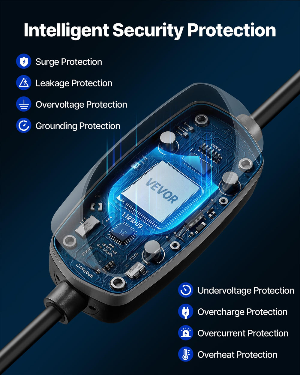 VEVOR Level 1&2 EV Charger includes travel bag and wall mount for versatility.