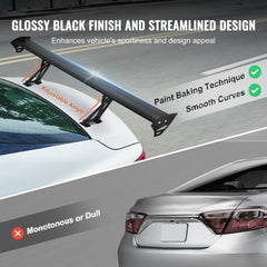 VEVOR lightweight aluminum spoiler balances strength with minimal added weight.
