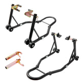 VEVOR motorcycle stand front-rear lift showing stable support for maintenance
