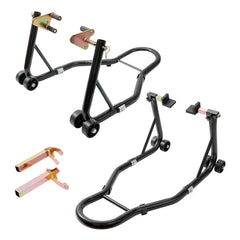VEVOR motorcycle stand front-rear lift showing stable support for maintenance