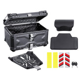 VEVOR motorcycle top case 65L showing space for two helmets and gear