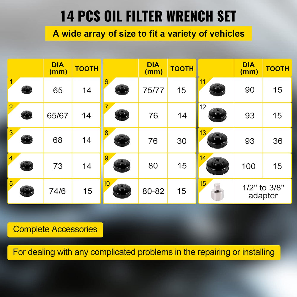 VEVOR oil filter socket 68mm 14F fits a range of vehicles with precision.