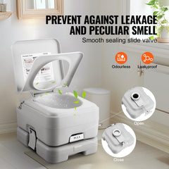 VEVOR portable toilet exhaust vent button aids venting during RV travel.