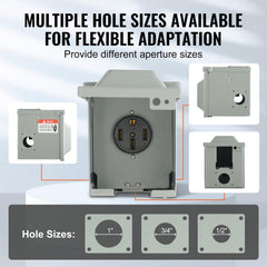 VEVOR pre-knocked holes with three aperture sizes for secure connections
