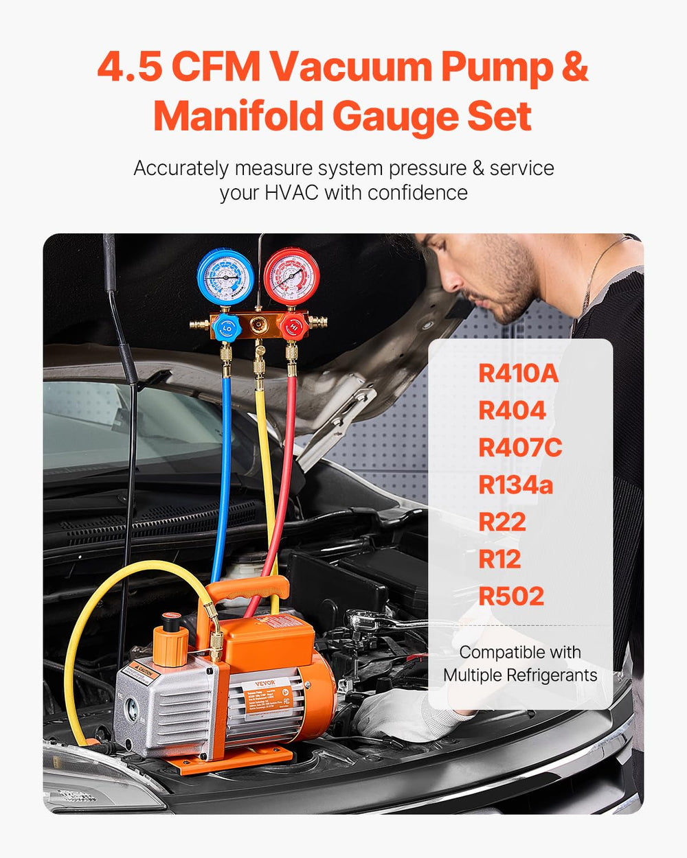 VEVOR PRO-manifold gauge provides accurate pressure readings in real time