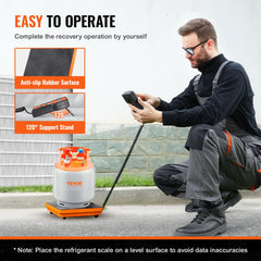 VEVOR refrigerant scale ships ready-to-use with a dry battery.