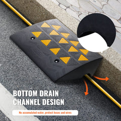 VEVOR Rubber Curb Ramp reflective strips enhance night visibility.