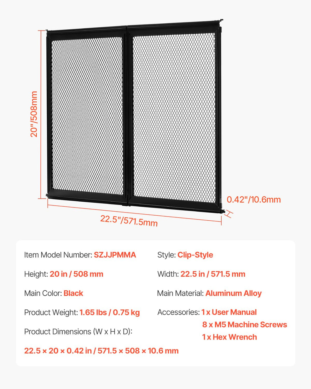 Breathable mesh preserves airflow with VEVOR shield
