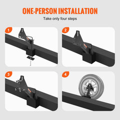 VEVOR spare tire carrier installed on trailer tongue, quick drill-free mounting.