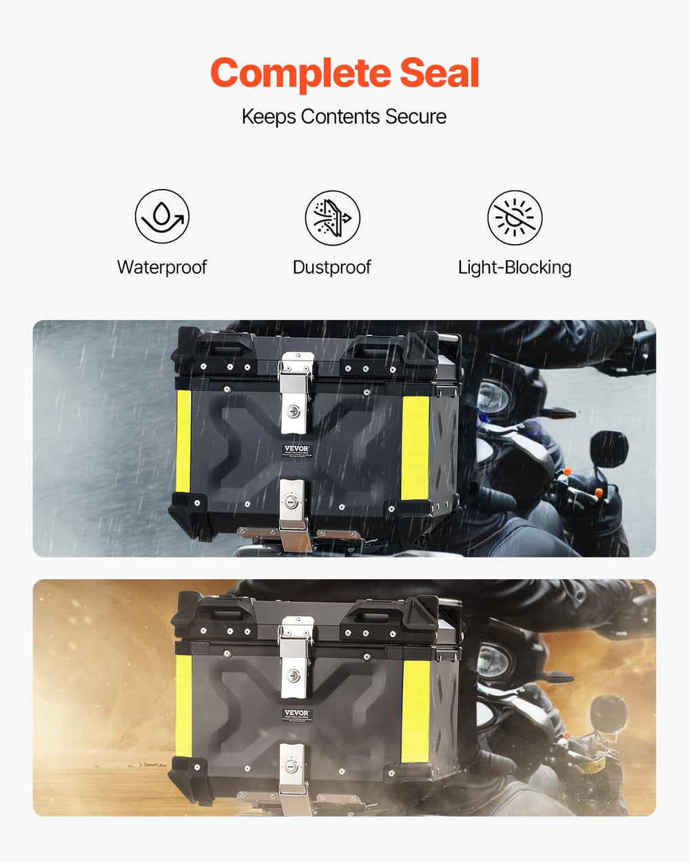 VEVOR top case interior with two inner pockets keeps items organized