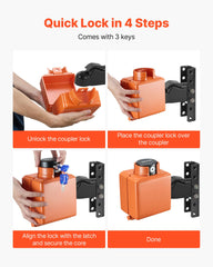 VEVOR lock with quick install completes in seconds for fast securing.