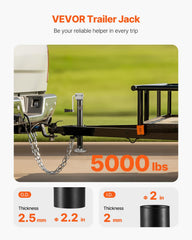 VEVOR trailer jack height adjustment demonstrates versatile leveling on uneven ground.