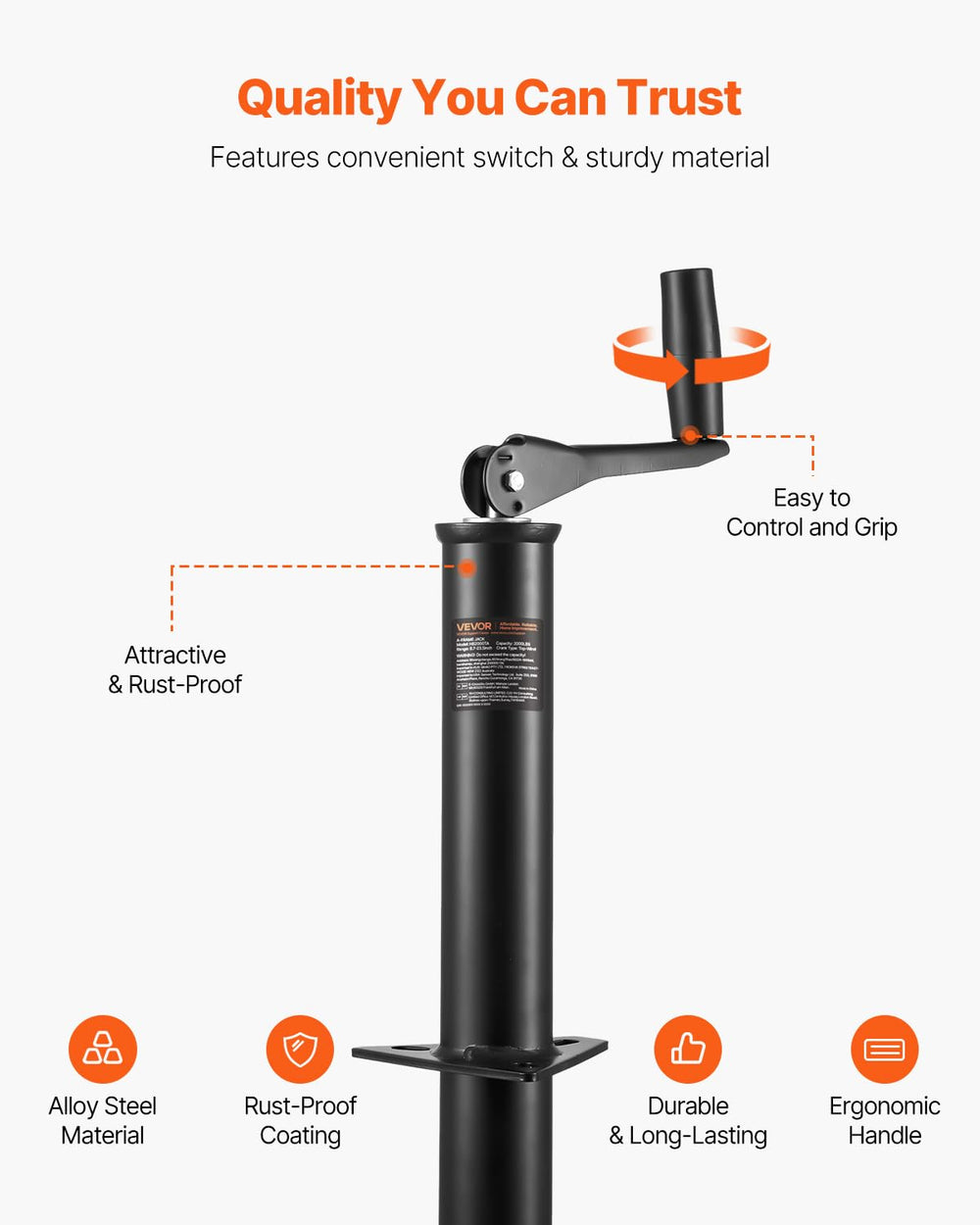 VEVOR swivel-up design enables easy alignment with trailer tongue.