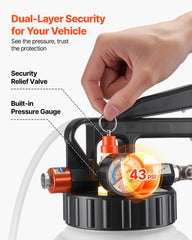 VEVOR HDPE reservoir resists oil and chemicals for durability.