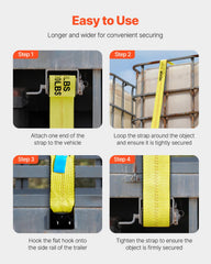 VEVOR truck straps flat-hook on trailer ready to secure loads.