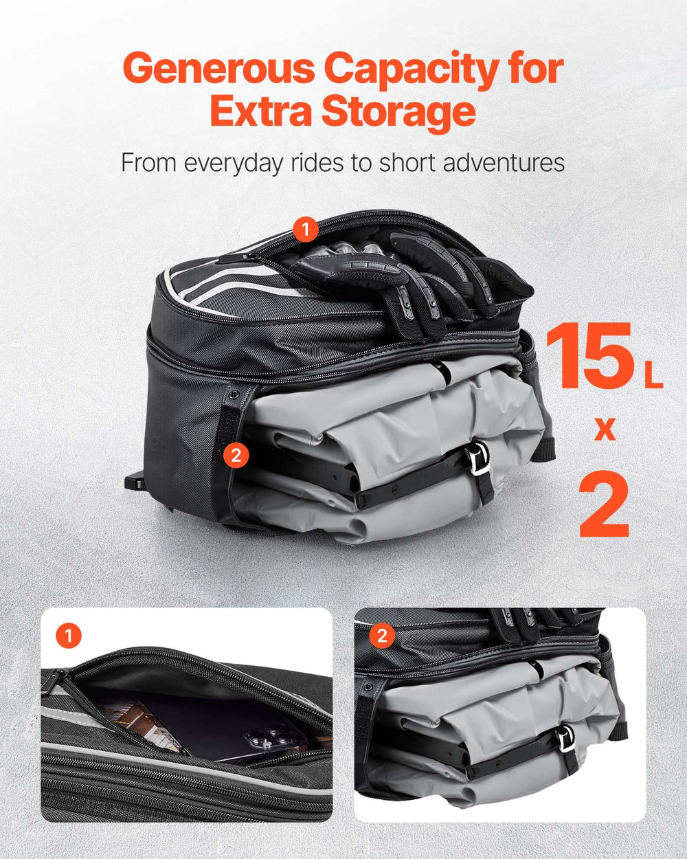 VEVOR rain cover included protects gear during rain rides