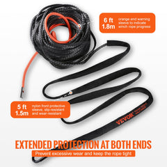 Orange warning sleeve at rope end enhances visibility and safety awareness.