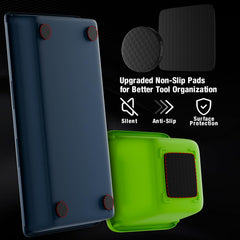 Vexercisehoop small blue green trays keep tiny fasteners accessible.