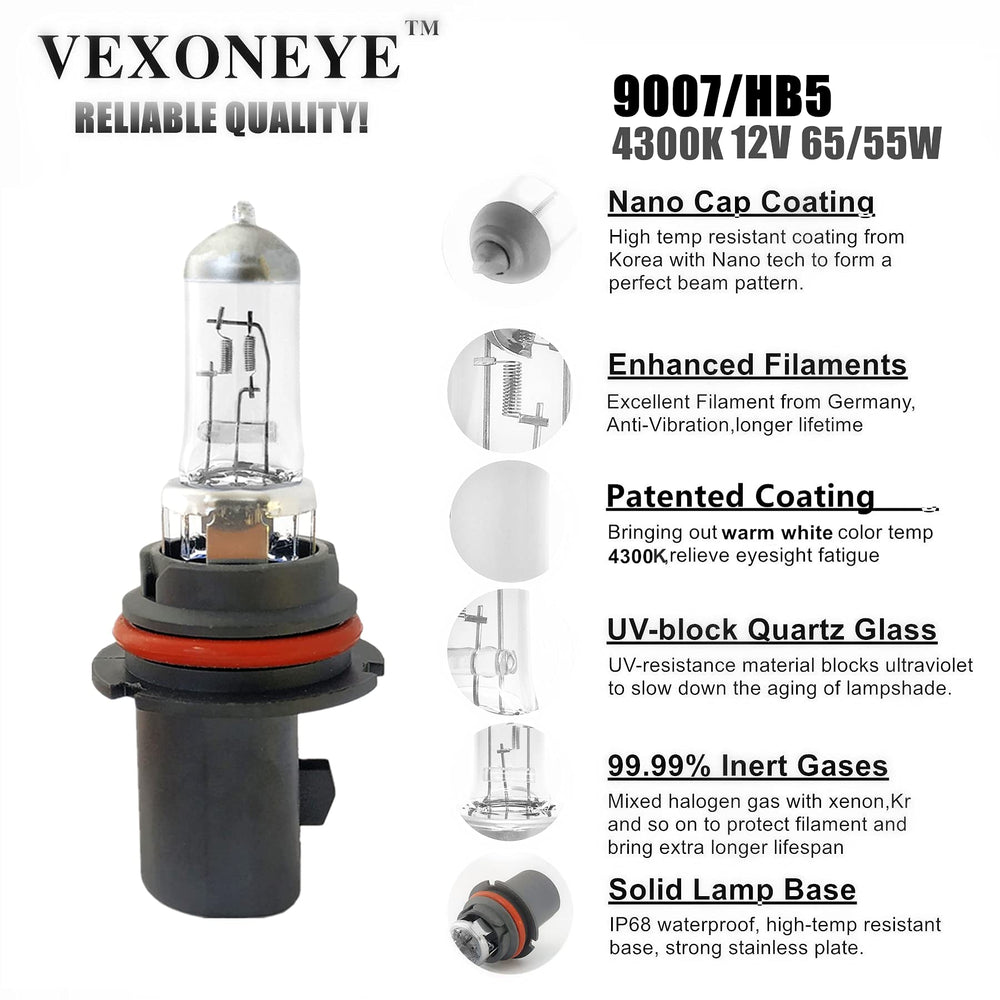 VEXONEYE 9007HB5 high beam brightness for distant visibility