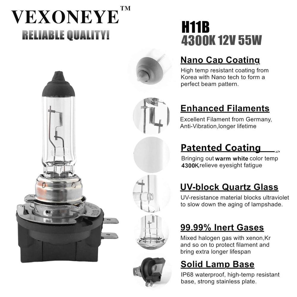 VEXONEYE H11B anti-vibration filaments reduce beam flicker