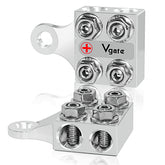 Vgate 8-Way distribution block with hole holders for diverse battery connections.