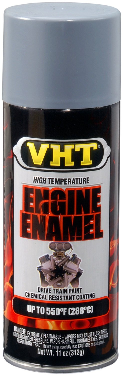 VHT SP148 light gray gloss engine enamel aerosol can for durable, high-heat finishes.
