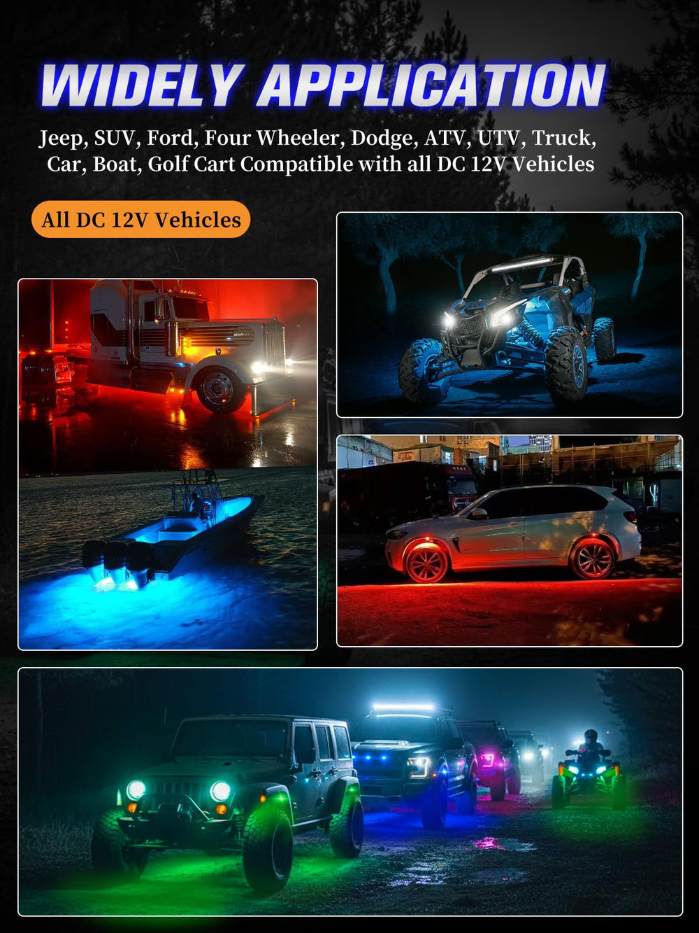 VI9000 night drive lighting improves safety and accent lighting on trails.