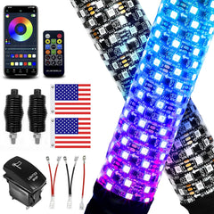 VI9000 fat whip lights 2ft for off-road visibility